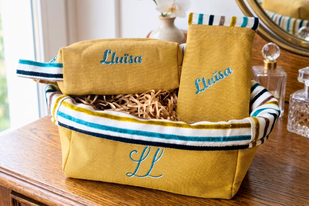 cesta ocre conjunto