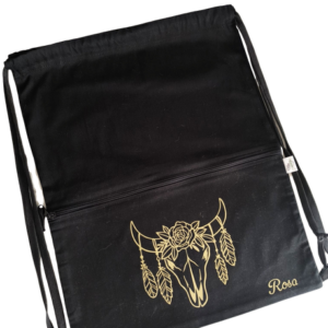 Mochila Negra Toro Flor